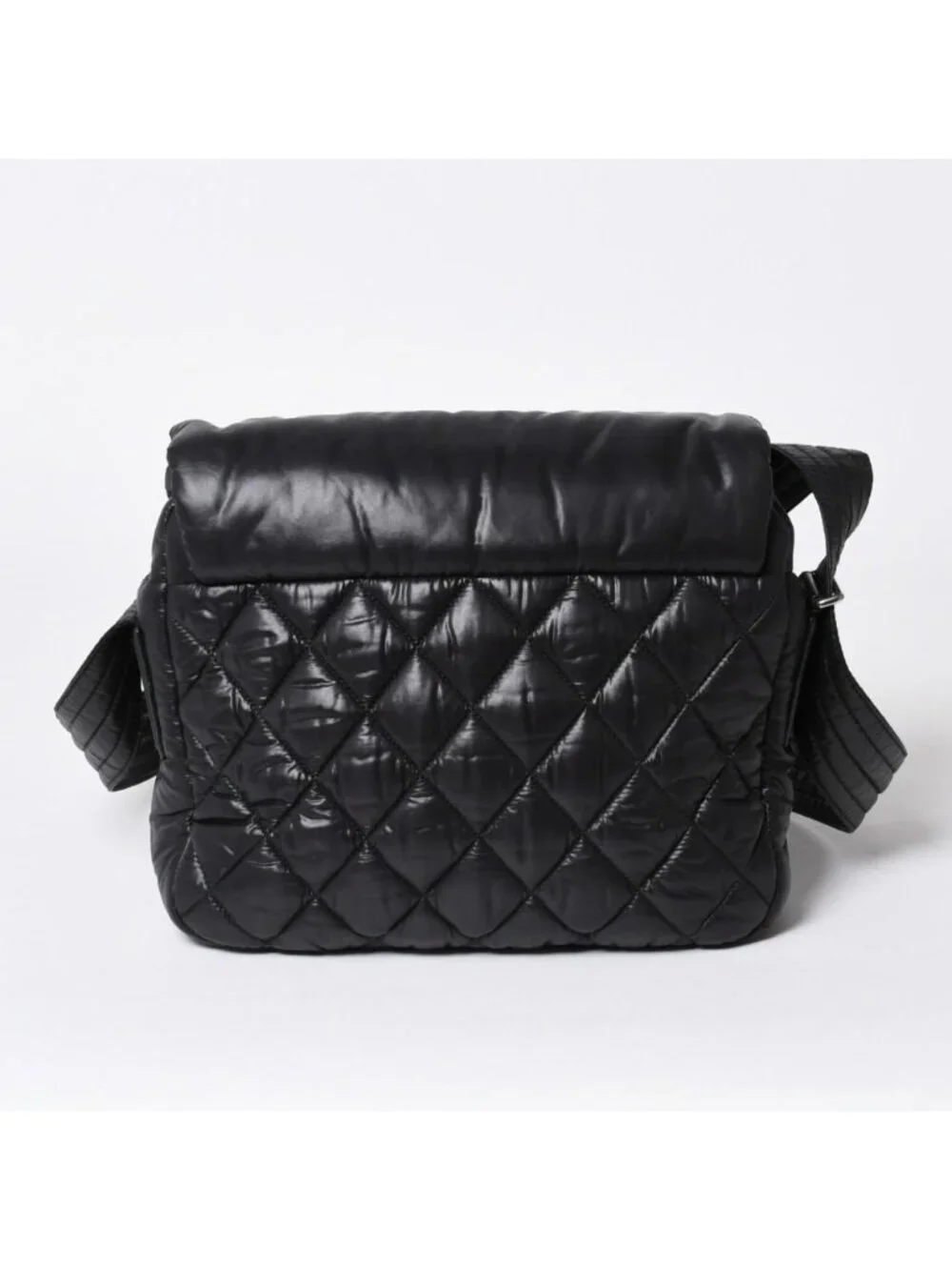 Chanel Coco Cocoon Shoulder Bag CC Logo Nylon Black Silver Quilted